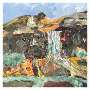 Memory's Flow Dingle Waterfall painting on memory - Irish landscape painting - Dawn Richerson 16x16