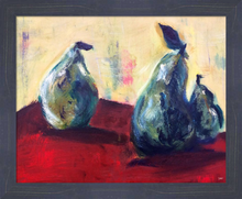 Load image into Gallery viewer, FORESHADOWING {3 Pears &amp; the Truth} ☼ It&#39;s Still Life! Painting {Art Print} 16x20 framed
