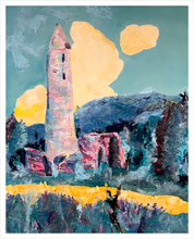 Load image into Gallery viewer, At Glendalough County Wicklow painting Soul of Ireland painting Dawn Richerson Irish monastery painting 16x20
