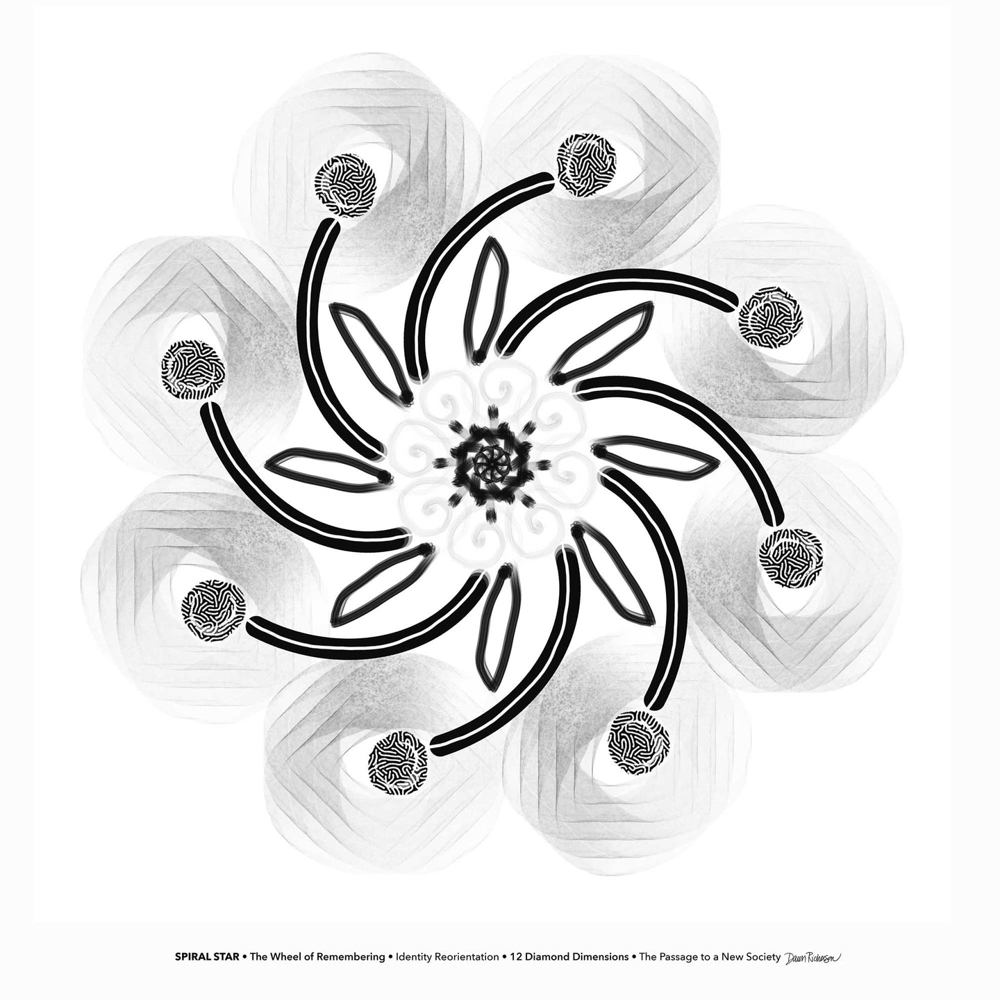 #3 Spiral Star ☼ Diamond Dimensions SEA Series {Art Print} Design Print New Dawn Studios 8x8 Unframed 