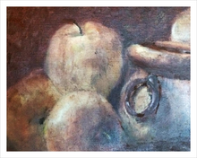 Load image into Gallery viewer, THREE APPLES STILL LIFE ☼ Spirited Life Painting {Art Print} by Virginia artist Dawn Richerson 11x14
