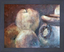 Load image into Gallery viewer, THREE APPLES STILL LIFE ☼ Spirited Life Painting {Art Print} by Virginia artist Dawn Richerson 16X20 framed
