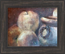 Load image into Gallery viewer, THREE APPLES STILL LIFE ☼ Spirited Life Painting {Art Print} by Virginia artist Dawn Richerson 8x10 framed
