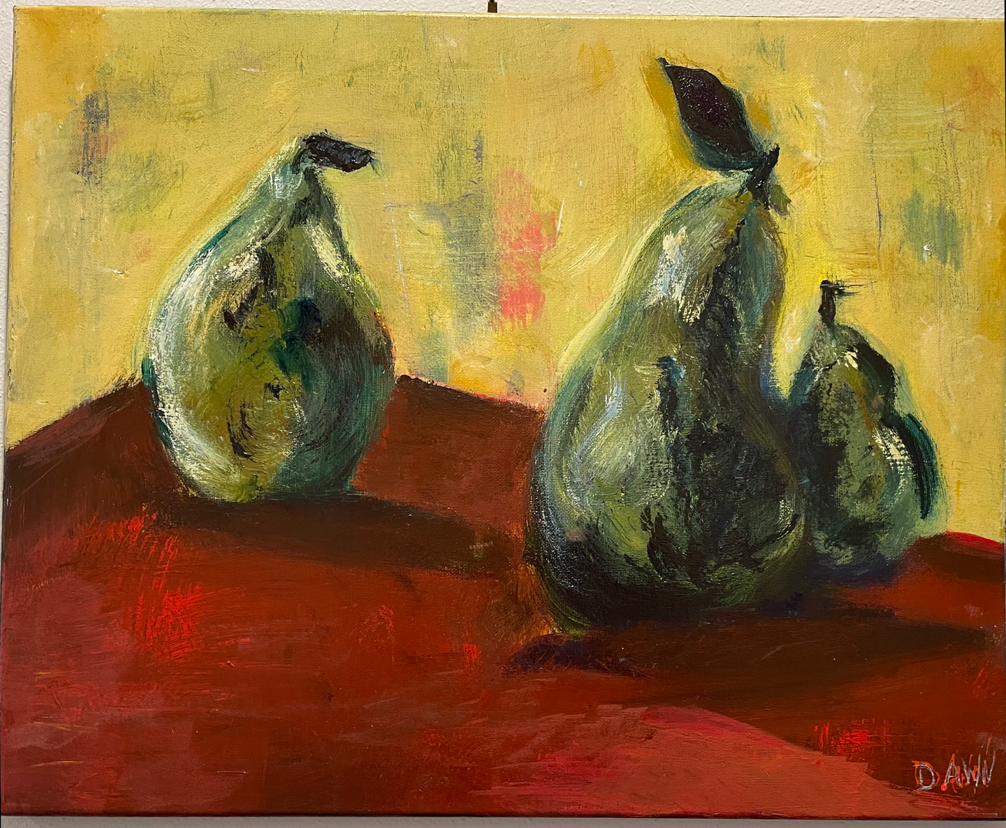 FORESHADOWING {3 Pears & the Truth} ☼ It's Still Life! Painting {Original} Pears painting kitchen art