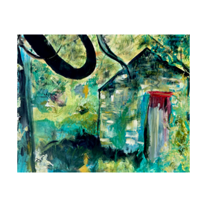 House in the Woods Ireland Painting by Dawn Richerson 4x5