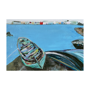 The Green Boat - Galway Bay Painting - Ireland painting by Dawn Richerson 4x6