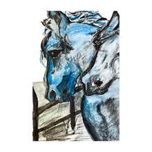 Load image into Gallery viewer, TWO HORSES IN BLUE ☼ Animal Kingdom Kentucky Horse Painting {Art Print} 4x6
