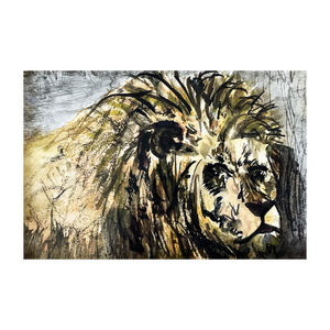 Weary Lion watercolor animal painting Animal Kingdom Dawn Richerson 4x6