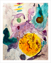 Load image into Gallery viewer, Cosmic Creators Otherworldly alien watercolor painting Dawn Richerson 8x10
