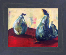 Load image into Gallery viewer, FORESHADOWING {3 Pears &amp; the Truth} ☼ It&#39;s Still Life! Painting {Art Print} 8x10 framed

