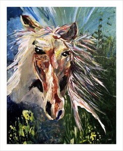 SPIRITED ☼ Heart of America Kentucky Horse Painting {Art Print} by Virginia artist Dawn Richerson 8x10