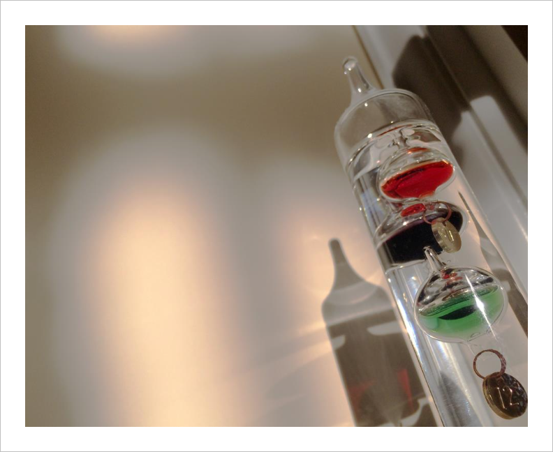 The Long Silent Year - Life & Art in the Time of Coronavirus - Galileo Thermometer Photo Time slows down - Dawn Richerson Photography 8x10