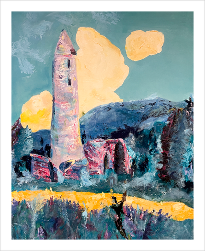 At Glendalough County Wicklow painting Soul of Ireland painting Dawn Richerson Irish monastery painting 8x10