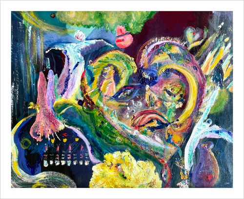 Blue Heart painting broken heart acrylic abstract Dawn Richerson Art 8x10