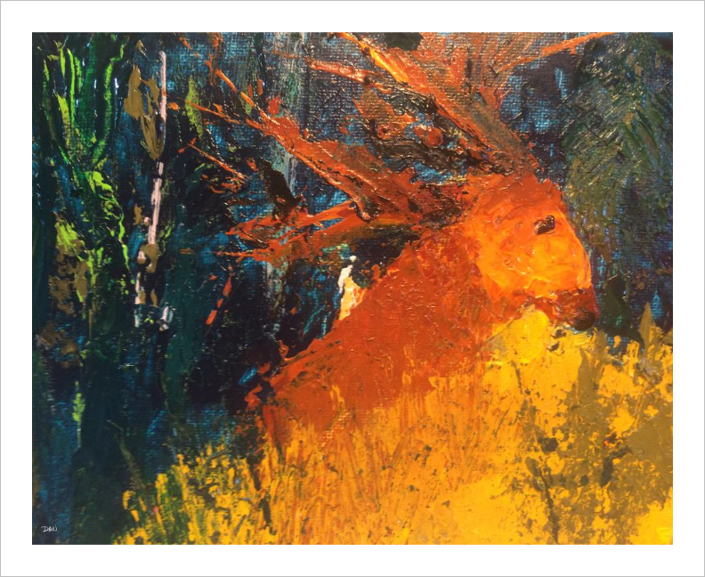 GENTLE GUARDIAN ☼ Soul of France & Magdalen Deer Painting {Art Print} by Virginia artist Dawn Richerson 8x10