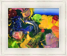 Load image into Gallery viewer, Hat Party colorful abstract painting by Dawn Richerson 8x10 framed
