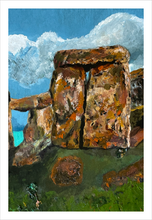Load image into Gallery viewer, Stone and Sky - Prehistoric Rocks - Stonehenge painting - England painting - Dawn Richerson - 8x12
