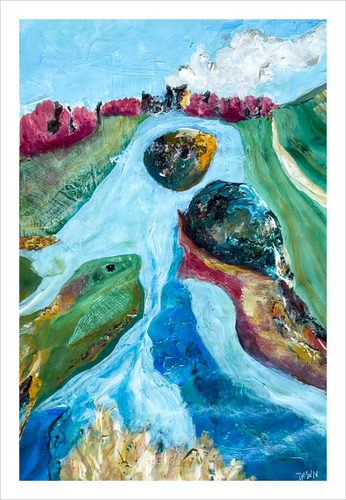 LIBERTY LAKE: What Swims Free in Me - Liberty Lake painting Bedford Virginia art 8x12