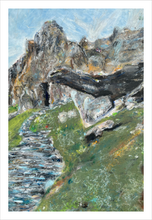 Load image into Gallery viewer, Watchers of the Holy Isle Skellig Michael Pastel Painting Soul of Ireland painting mythical Ireland 8x12
