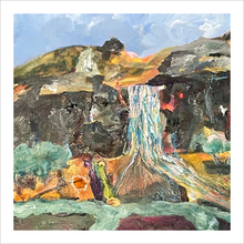 Load image into Gallery viewer, Memory&#39;s Flow Dingle Waterfall painting on memory - Irish landscape painting - Dawn Richerson 8x8
