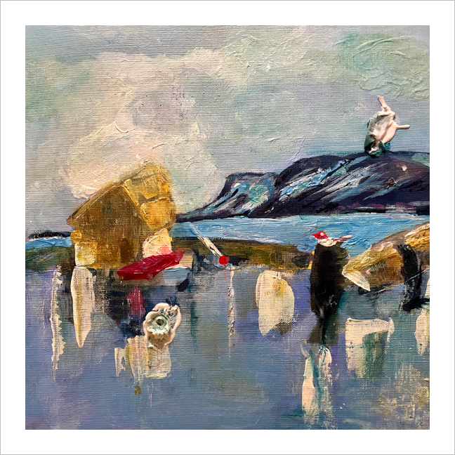 Silver Serene Sligo Bay Painting - Dawn Richerson Soul of Ireland painting Wild Atlantic Way 8x8