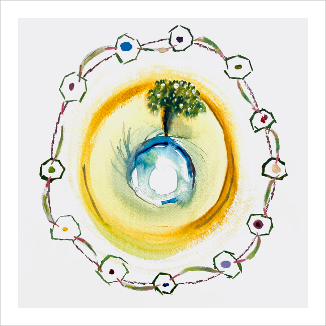 Sacred Story - tree - sacred space painting - sacred self - inner strength - inner sanctuary 8x8