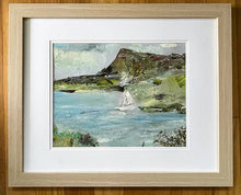 Load image into Gallery viewer, View of Sligo Bay: Boat and Ben Bulben painting Dawn Richerson
