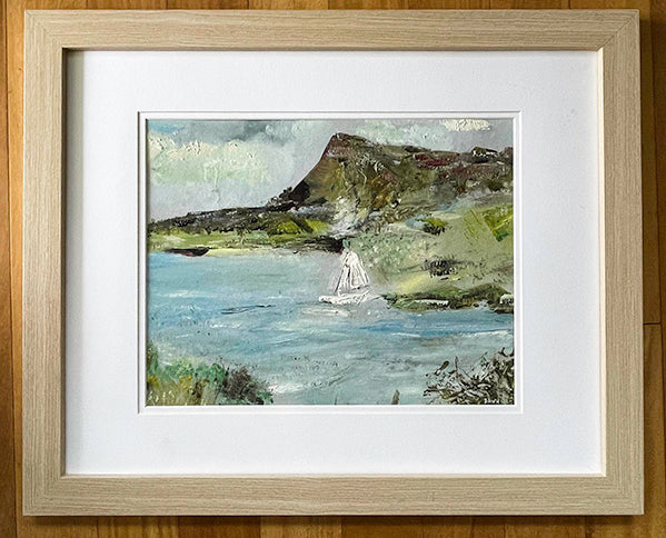 View of Sligo Bay: Boat and Ben Bulben painting Dawn Richerson