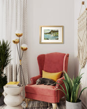 Load image into Gallery viewer, Boat with Ben Bulben Ireland Painting in situ Living Room Chair
