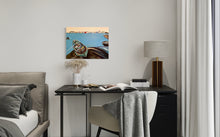 Load image into Gallery viewer, The Green Boat Ireland Painting Galway Bay in situ Bedroom Table
