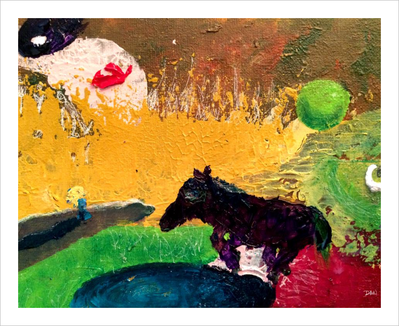 THE DONKEY'S DREAM ☼ Spirited Life Painting {Art Print} donkey painting by Virginia artist Dawn Richerson children's room art 8x10