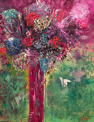 PURPLE VASE WITH FLOWERS ☼ It's Still Life! {Original} Still Life painting flower painting Dawn Richerson
