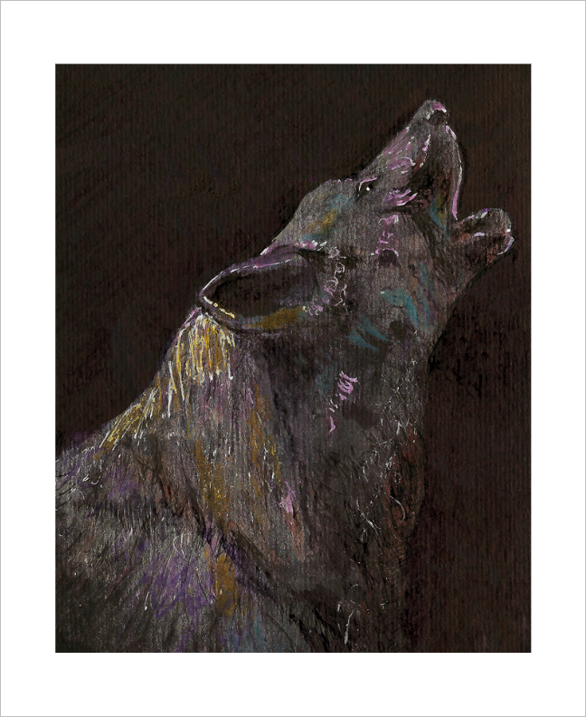 HOWL ☼ Wolf Metallic Watercolor {Art Print} by Virginia artist Dawn Richerson howling wolf painting