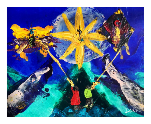 SECOND BIRTH ☼ Spirited Life Painting {Art Print} joys of childhood painting let's go fly a kite painting for children's room by Virginia artist Dawn Richerson 8x10