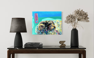 Silence Is Golden Ireland Sheep Painting In Situ Living Room Table