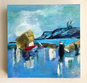 Silver Serene painting of Ben Bulben and Sligo Bay - Dawn Richerson Ireland painting